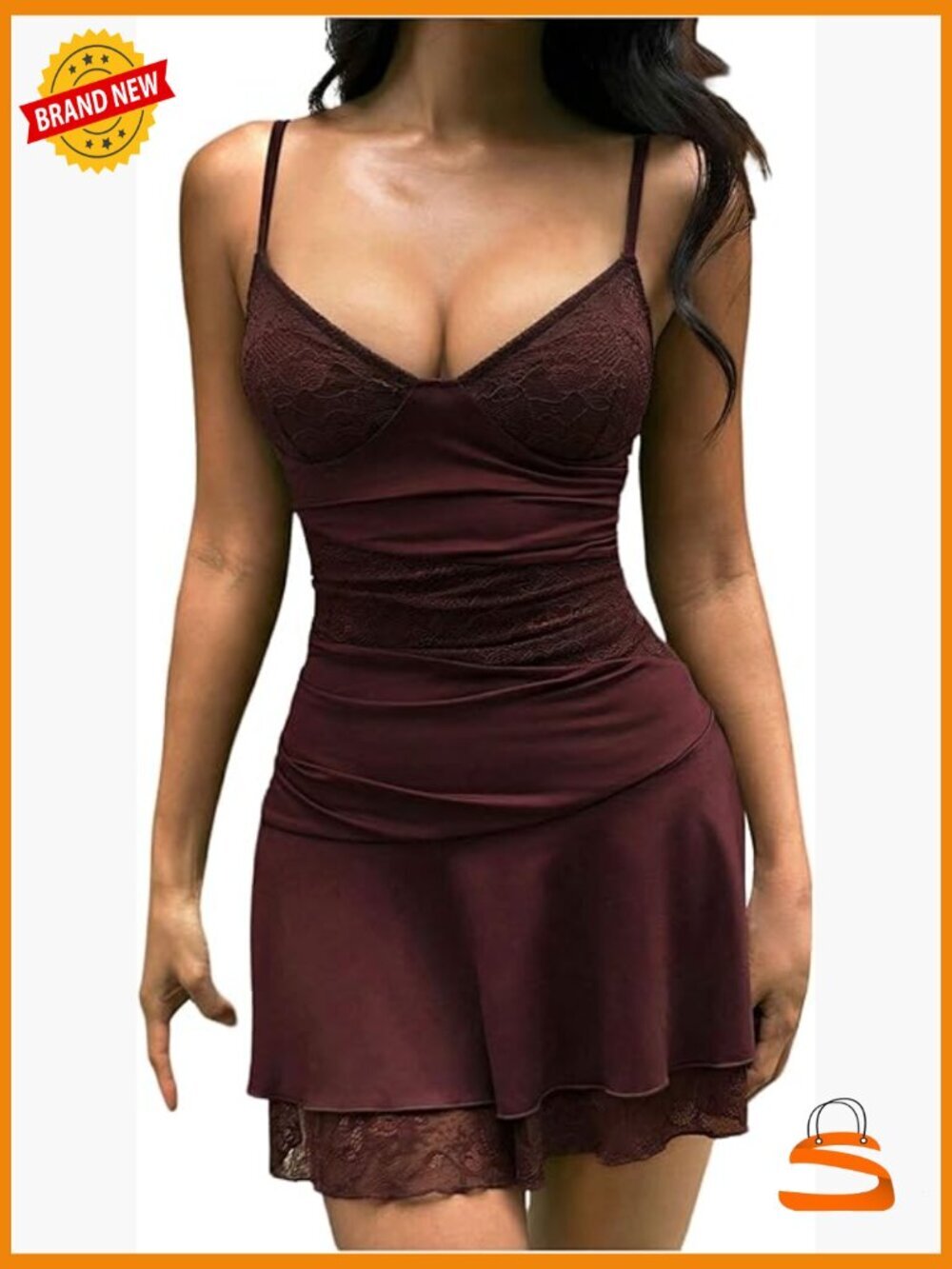 Lace Ruffle Mini Dress Y2k Deep V Neck Spaghetti Strap Ruched Bodycon Party